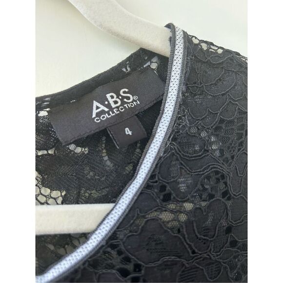 ABS by Allen Schwartz Lace Embroided Floral Sheath Dress Women's Black Size 4 - Picture 8 of 9